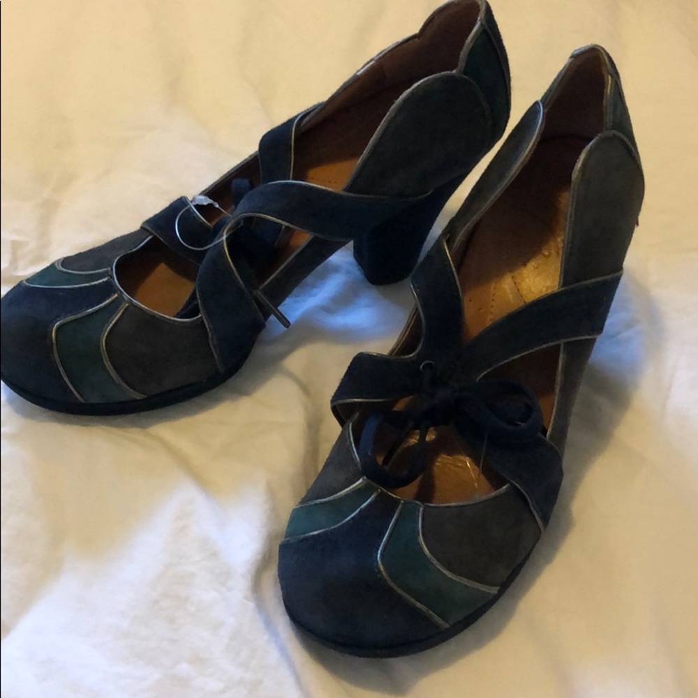blue suede heels 7 anthropologie